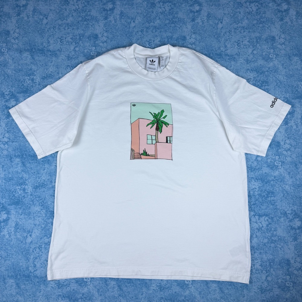 Adidas Originals Mens Hand-Drawn Vacation Tee White HB1816 XL